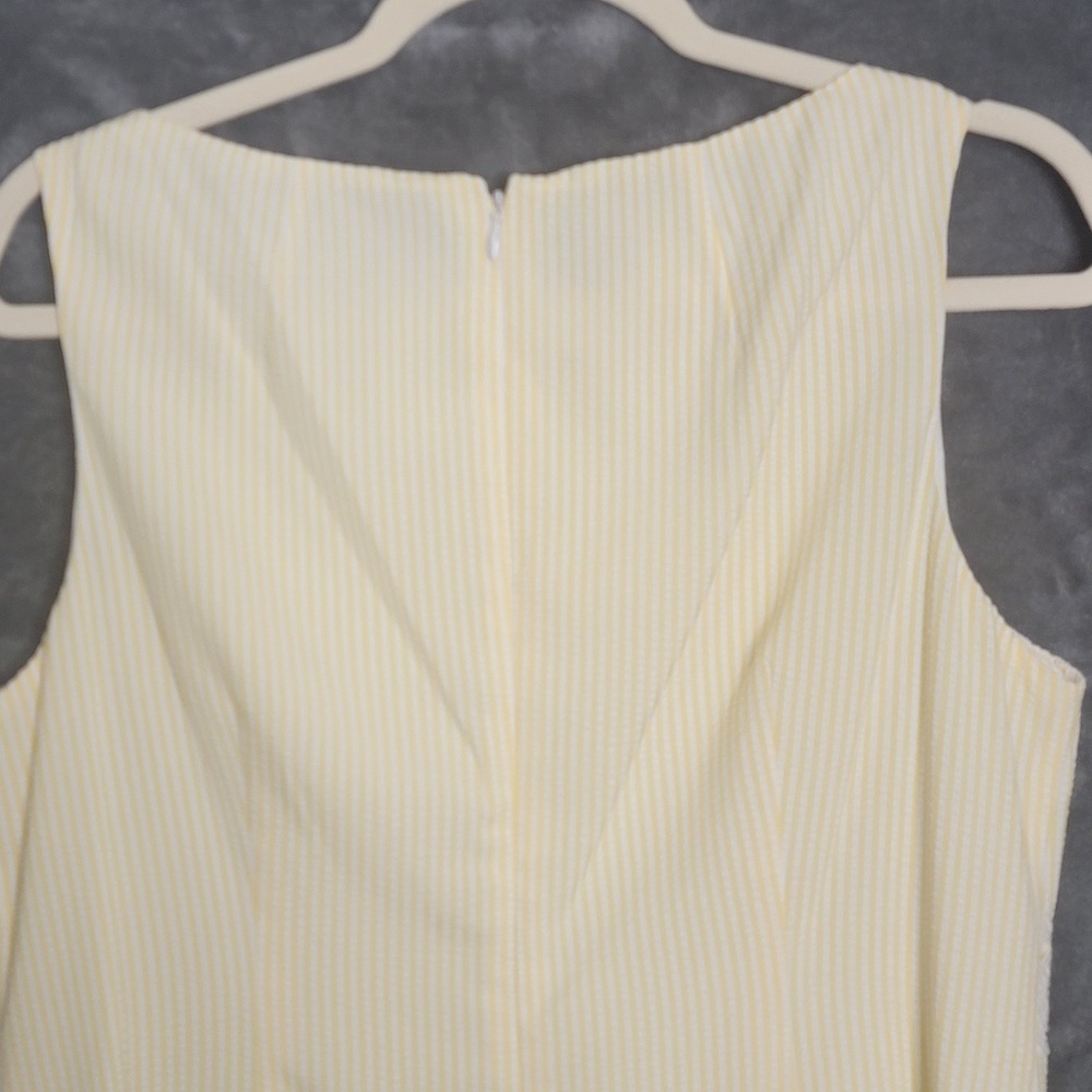 London Times Sheath Dress 14 Yellow Seersucker Lace Trim Preppy Coastal Vintage - Picture 5 of 10